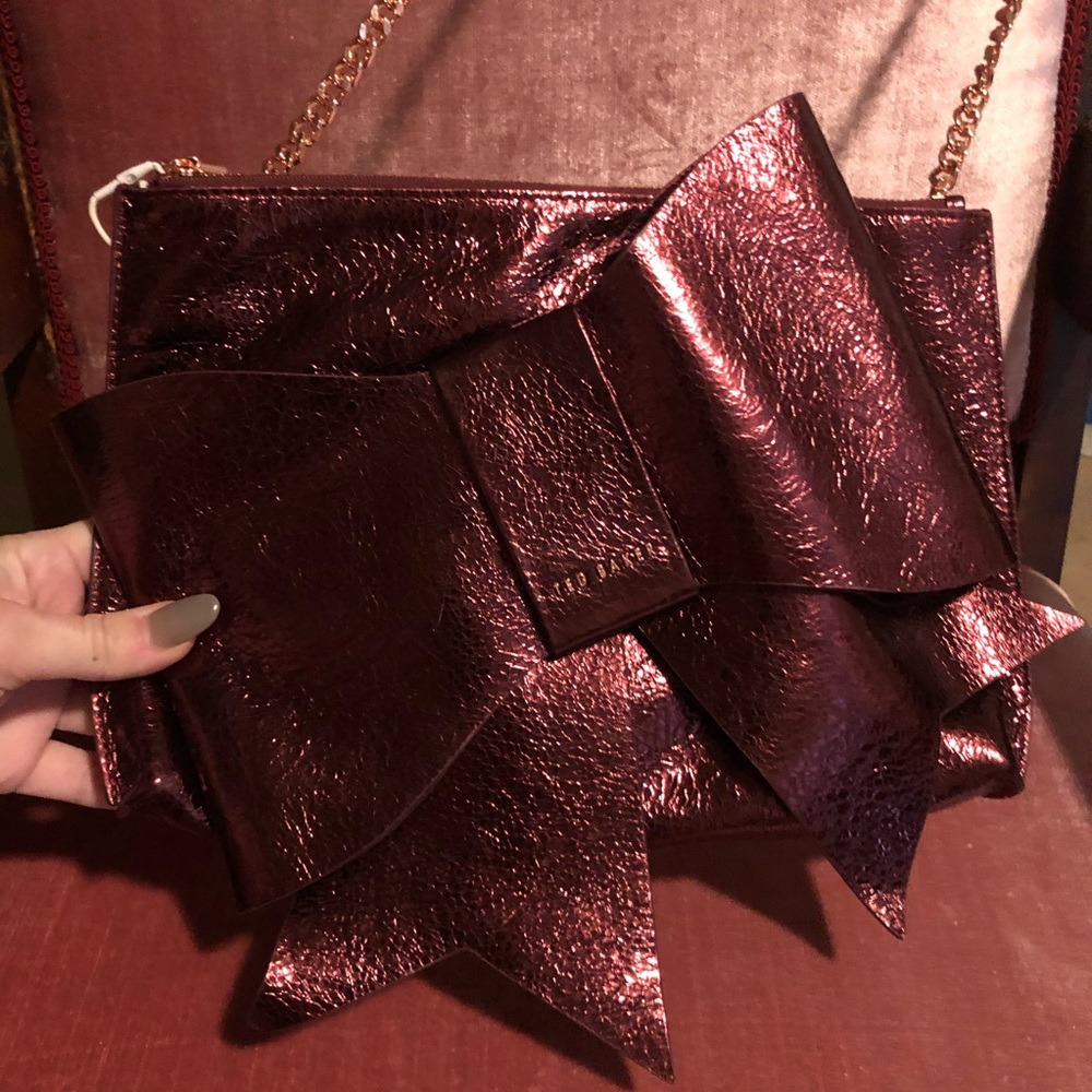 🎀 NWT Ted Baker Burgundy Bow Purse